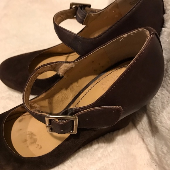 COVER PHOTO COPY - Chocolate brown leather and suede heels - Picture 3 of 7